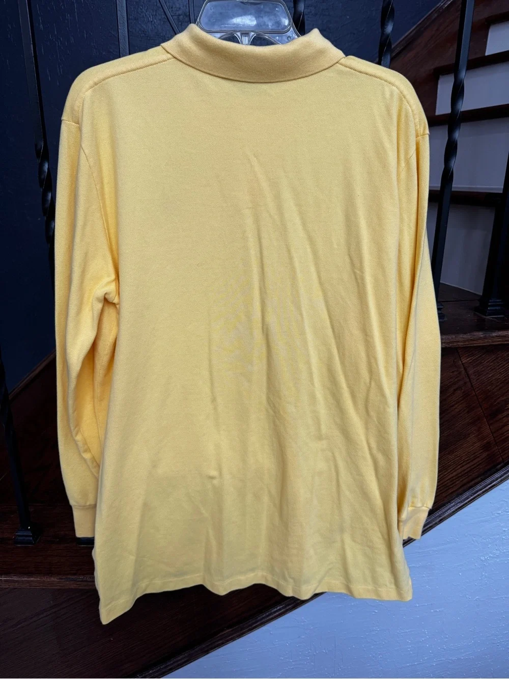 Large Polo Ralph Lauren Long Sleeve Polo - Pale Yellow with Navy Logo